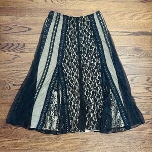 Free People Black Lace Midi Skirt